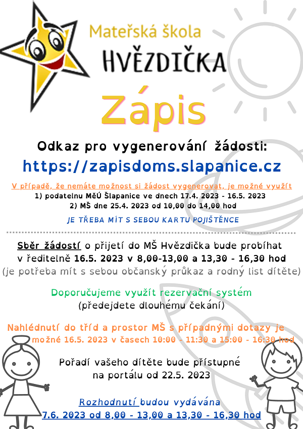 Zápis MŠ Hvězdička